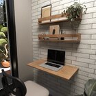 Kit Com 1 Escrivaninha Suspensa 80cm E 2 Prateleiras  Carvalh