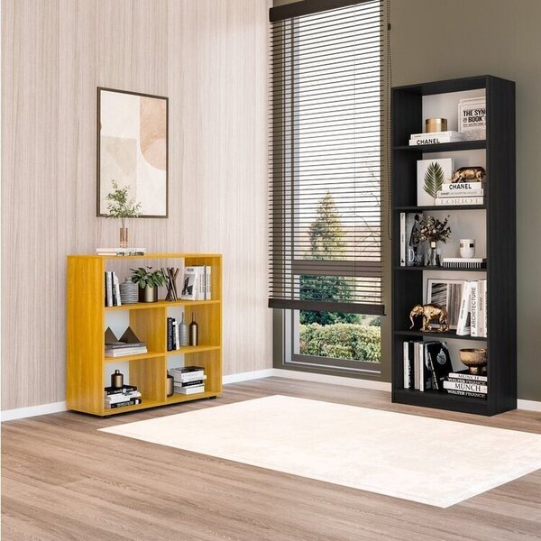 Kit Com 1 Estante Livreiro 5 Nichos Montreal E 1 Estante Mult