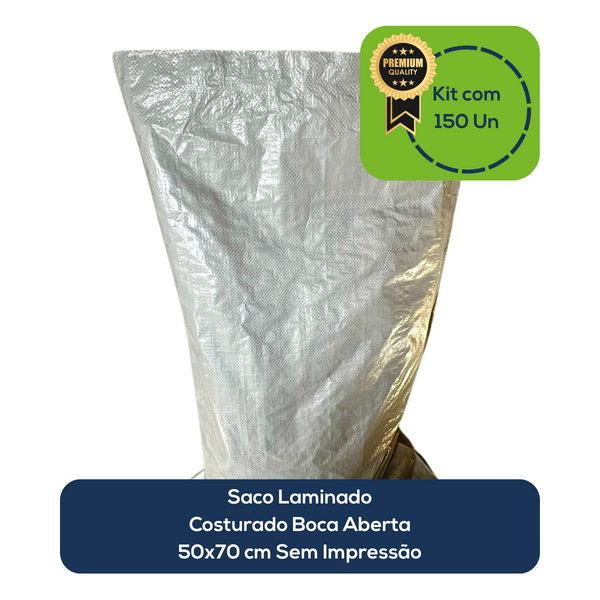 Kit Com 200 Un Saco Laminado Costurado Boca Aberta Branco 50x
