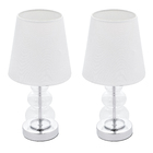 Kit com 2 Abajures Transparente Tecido e Vidro Michel Inspire