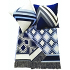 Kit Com 2 Almofadas Jacquard Losango Azul Com Enchimento (45x