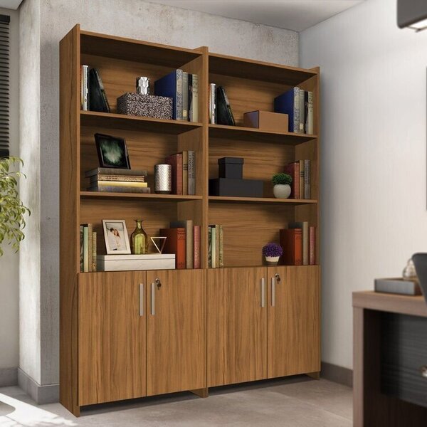 Kit Com 2 Armários Para Escritório Semi-aberto 2 Portas Com C