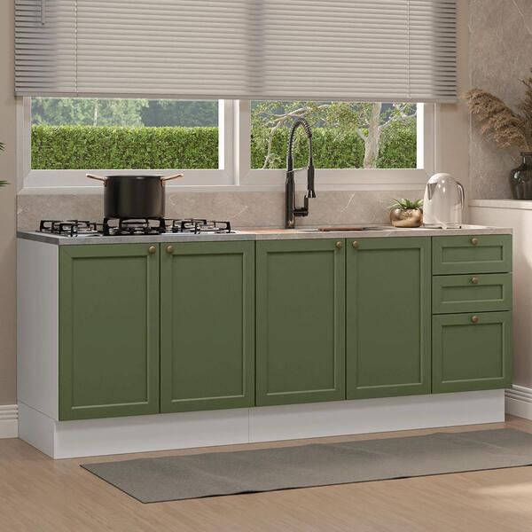 Kit Com 2 Balcões De Cozinha 3 Gavetas 4 Portas (sem Tampo E