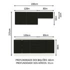 Kit Com 2 Balcões E 2 Armários Aéreos Multiuso 200cm Branco/p