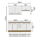 Kit Com 2 Balcões E 2 Armários Aéreos Multiuso 200cm Rustic/b