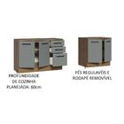 Kit Com 2 Balcões Multiuso 4 Portas 3 Gavetas Rustic/cinza Ag