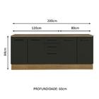 Kit Com 2 Balcões Multiuso 4 Portas 3 Gavetas Rustic/preto Ag