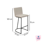 Kit Com 2 Banquetas Alta Estofada Home Linho Bege