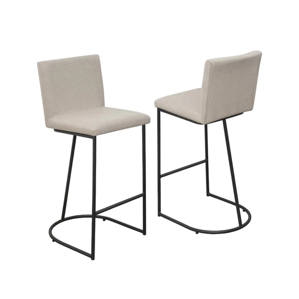 Kit Com 2 Banquetas Alta Estofada Home Linho Bege