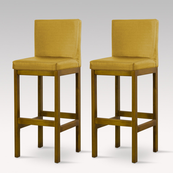 Kit Com 2 Banquetas Alta Viena Larhome Madeira Maciça Estofad