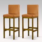 Kit Com 2 Banquetas Alta Viena Larhome Madeira Maciça Estofad