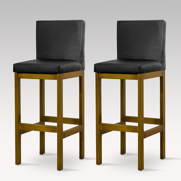 Kit Com 2 Banquetas Alta Viena Larhome Madeira Maciça Estofad