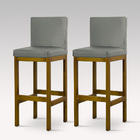 Kit Com 2 Banquetas Alta Viena Larhome Madeira Maciça Estofad