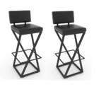 Kit Com 2 Banquetas Bistrô Industrial Alta 85cm – Estofadas P