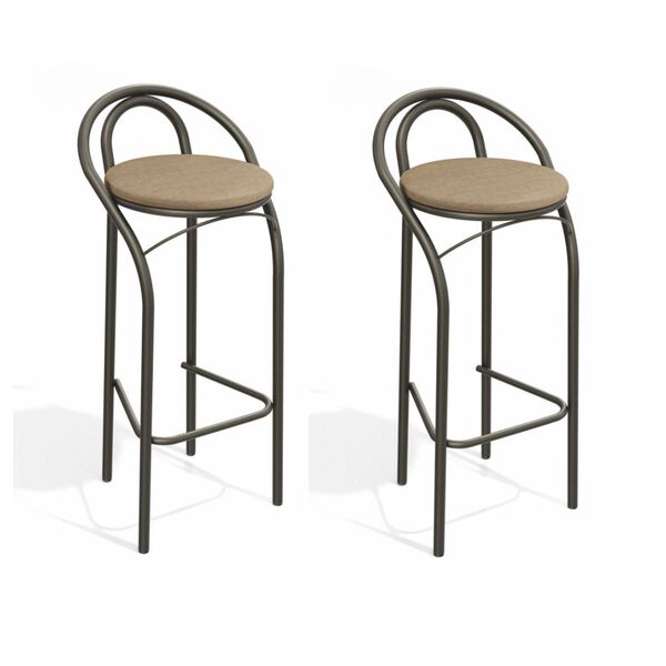 Kit Com 2 Banquetas Estofadas Dublin Cor Bronze 2b706brz Kapp