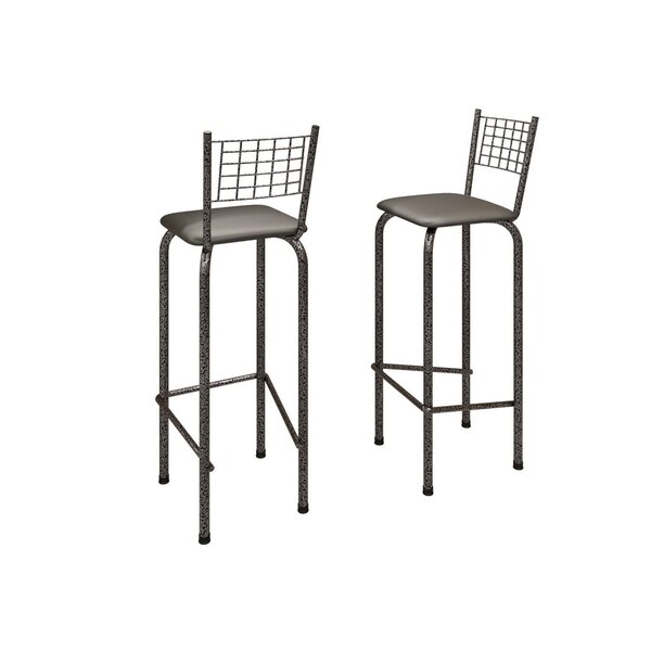 Kit Com 2 Banquetas Tubular Iza 36cm X 41cm Preto/  Prata