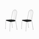 Kit Com 2 Cadeiras 050 America Cromo Branca/preto - Artefamol