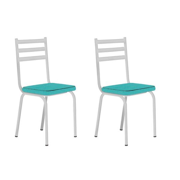 Kit Com 2 Cadeiras 118 Malva Branca/azul Turquessa - Artefamol