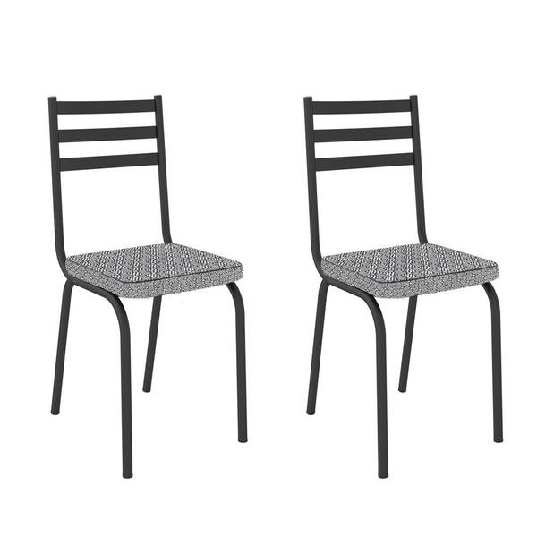 Kit Com 2 Cadeiras 118 Malva Preto Fosco/platina - Artefamol