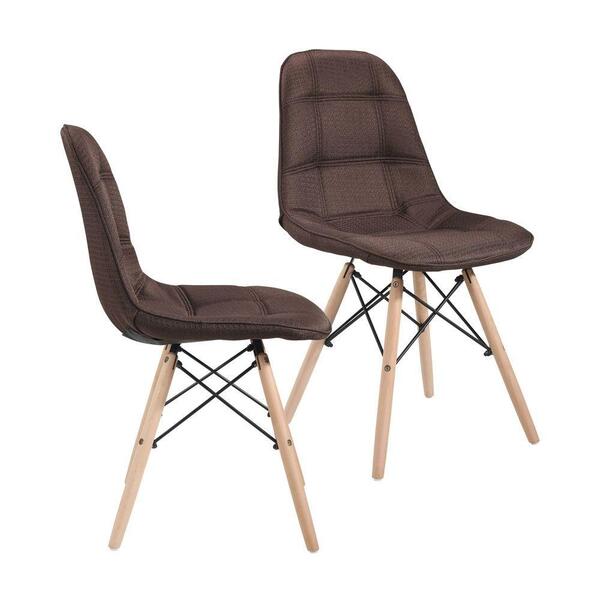 Kit Com 2 Cadeiras Botonê Linho Marrom