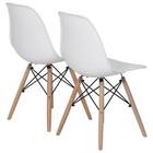 Kit Com 2 Cadeiras Charles Eames Dsw Branca -  Base Madeira