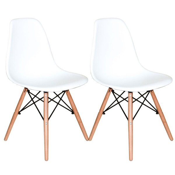 Kit Com 2 Cadeiras Charles Eames Eiffel Branco