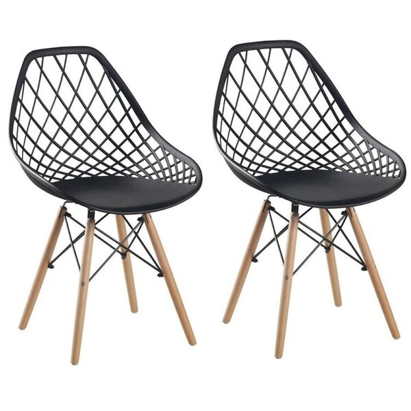 Kit Com 2 Cadeiras Cloe Base Madeira Preto