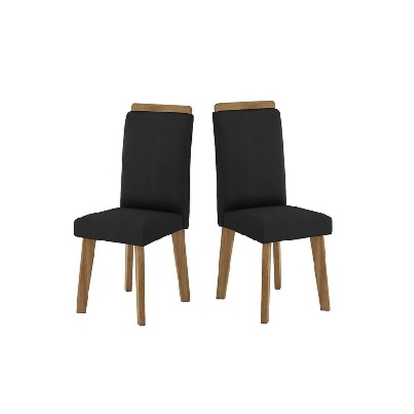 Kit Com 2 Cadeiras Diamante Preta Pés Oblongo - Rv Móveis