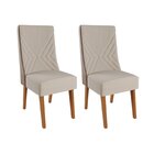 Kit Com 2 Cadeiras Em Madeira Maciça Romero Linho Bronze