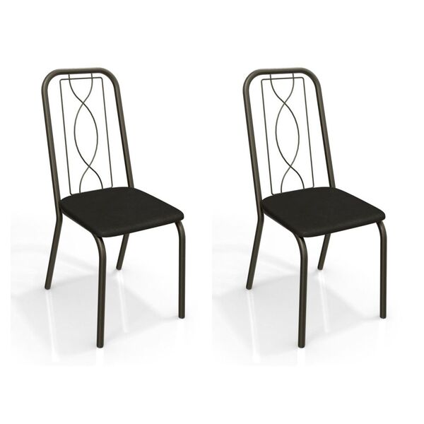 Kit Com 2 Cadeiras Estofadas Viena Cor Bronze 2c072brz Kappes