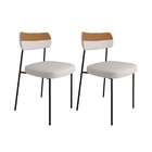 Kit Com 2 Cadeiras Mila - Móveis Belo - Bege Linho E Couro Ca