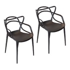 Kit Com 2 Cadeiras Pretas Area Externa Empilhavel Modelo Alle