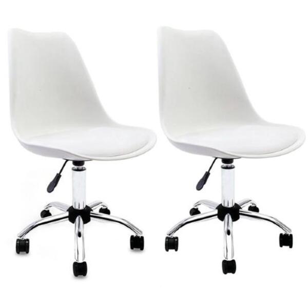 Kit Com 2 Cadeiras Saarinen Branca Office Cromada