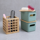 Kit Com 2 Caixas Organizadoras Caneladas Com Tampa De Bambu 1