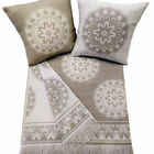 Kit Com 2 Capas Almofadas Jacquard Mandala Bege Sem Enchiment