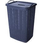 Kit Com 2 Cestos De Roupa Trama 40 Litros Com Tampa Azul