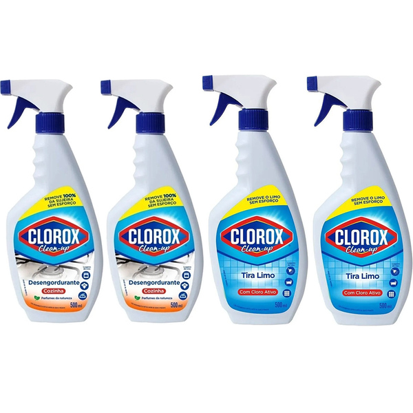 Kit Com 2 Clorox Limpa Limo Cloro Ativo + 2 Clorox Desengordu