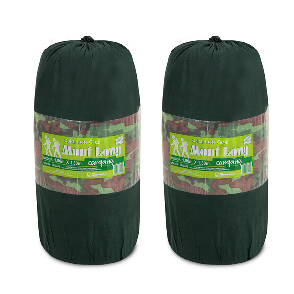 Kit Com 2 Colchonetes Mont Long Para Camping Solteiro 190x60c