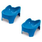 Kit Com 2 Comedouros / Bebedouros Alto De Plástico P/ Gatos 2