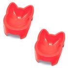 Kit Com 2 Comedouros / Bebedouros Alto De Plástico Para Gatos