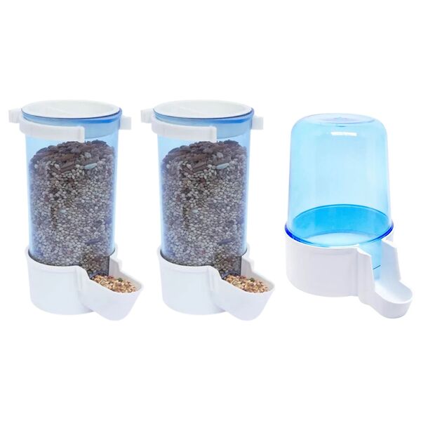 Kit Com 2 Comedouros Automáticos De Sementes E 1 Bebedouro Pa