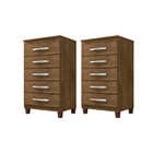 Kit Com 2 Cômoda 5 Gavetas Porto Belo Malbec Clique Chique