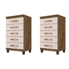 Kit Com 2 Cômoda 5 Gavetas Porto Belo Teka Champanhe Clique C