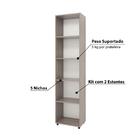 Kit Com 2 Estantes Texas 45 Cm Com 10 Nichos - Carvalho