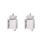 Kit Com 2 Gabinetes De Coluna 1 Porta Pequin Branco