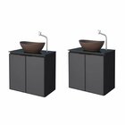 Kit Com 2 Gabinetes Para Banheiro Em Aço 2 Portas Com Tampo D