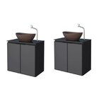 Kit Com 2 Gabinetes Para Banheiro Em Aço 2 Portas Com Tampo D