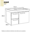Kit Com 2 Gabinetes Para Banheiro Em Aço 61,5cm Romã Cinza