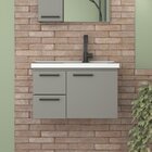 Kit Com 2 Gabinetes Para Banheiro Em Aço 61,5cm Romã Cinza