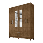 Kit Com 2 Guarda Roupa De Casal 6 Portas 2 Gavetas Com Espelh